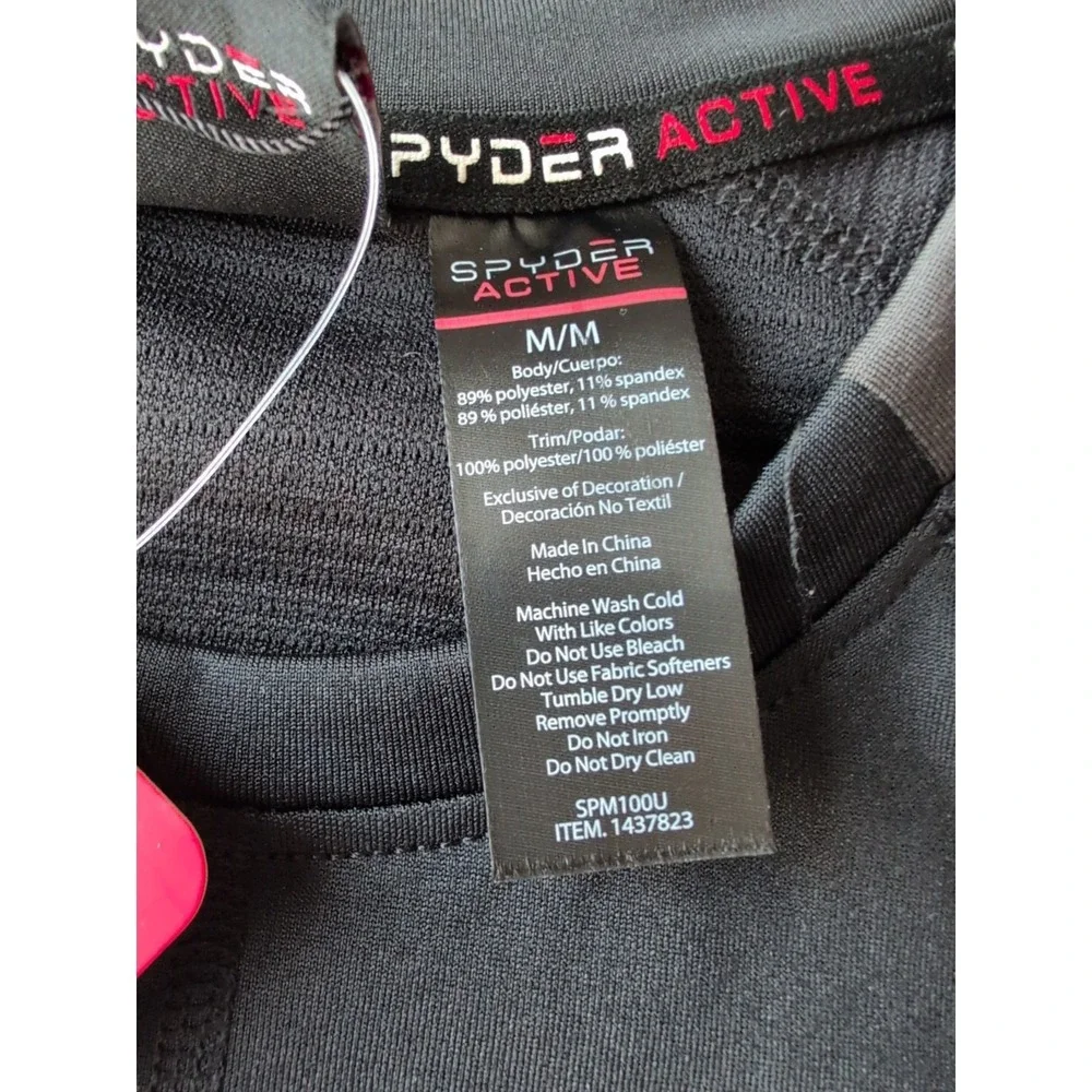 Spyder Active Stretch‎ Top Mens Medium Black Long Sleeve Base Layer Athletic NWT